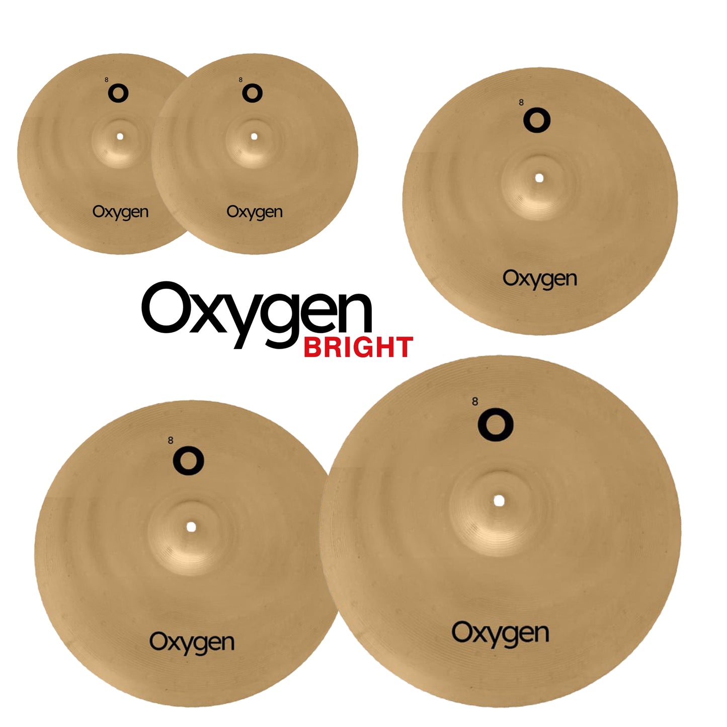Red Cymbals Elements: Oxygen Bright B8 5 piece set + 20" bag
