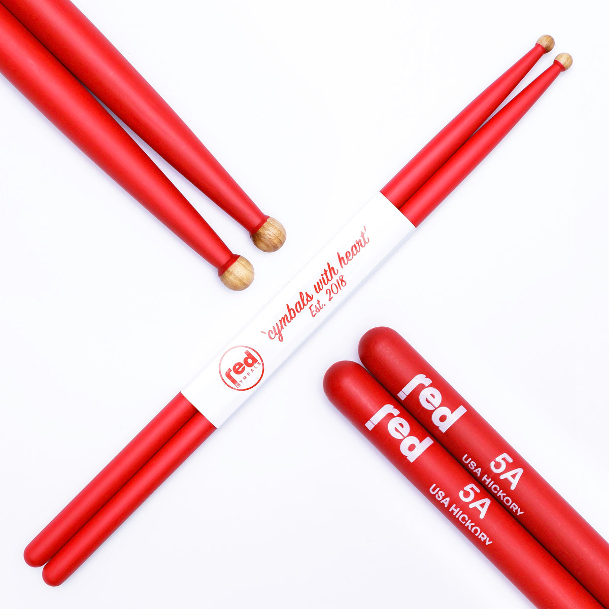 Red Cymbals Drum Sticks Red Drumsticks Colour Series multiple sizes Red Cymbals Colour Series Red & Purple Drumsticks