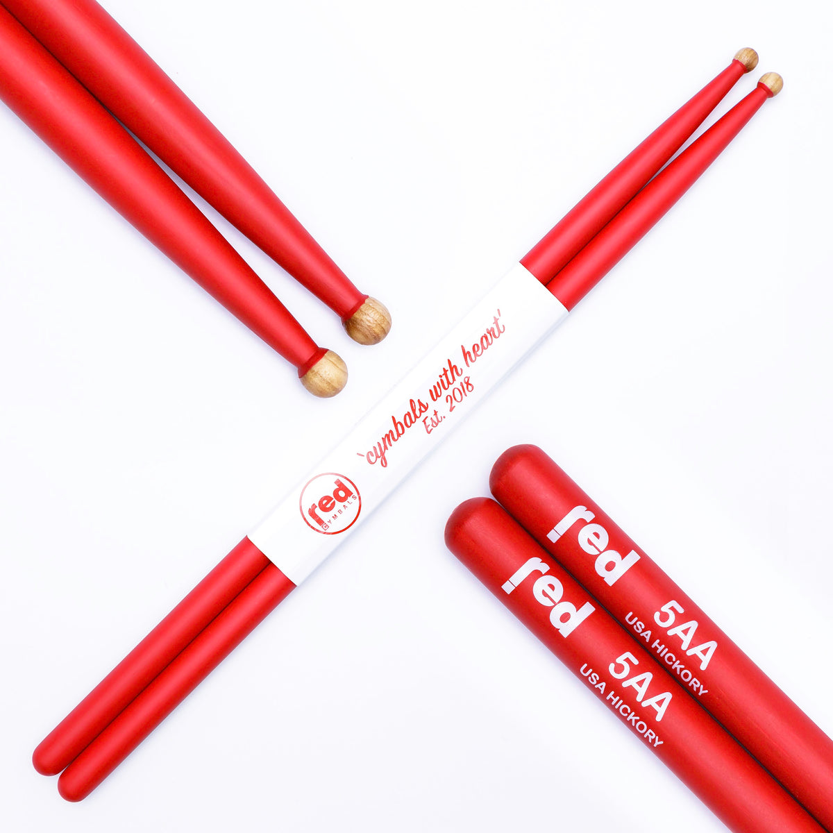 Red Cymbals Drum Sticks Red Drumsticks Colour Series multiple sizes Red Cymbals Colour Series Red & Purple Drumsticks